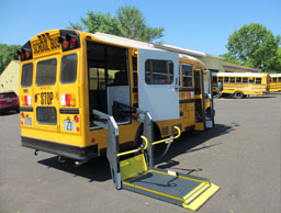 Schoolbus with wheelchair lift